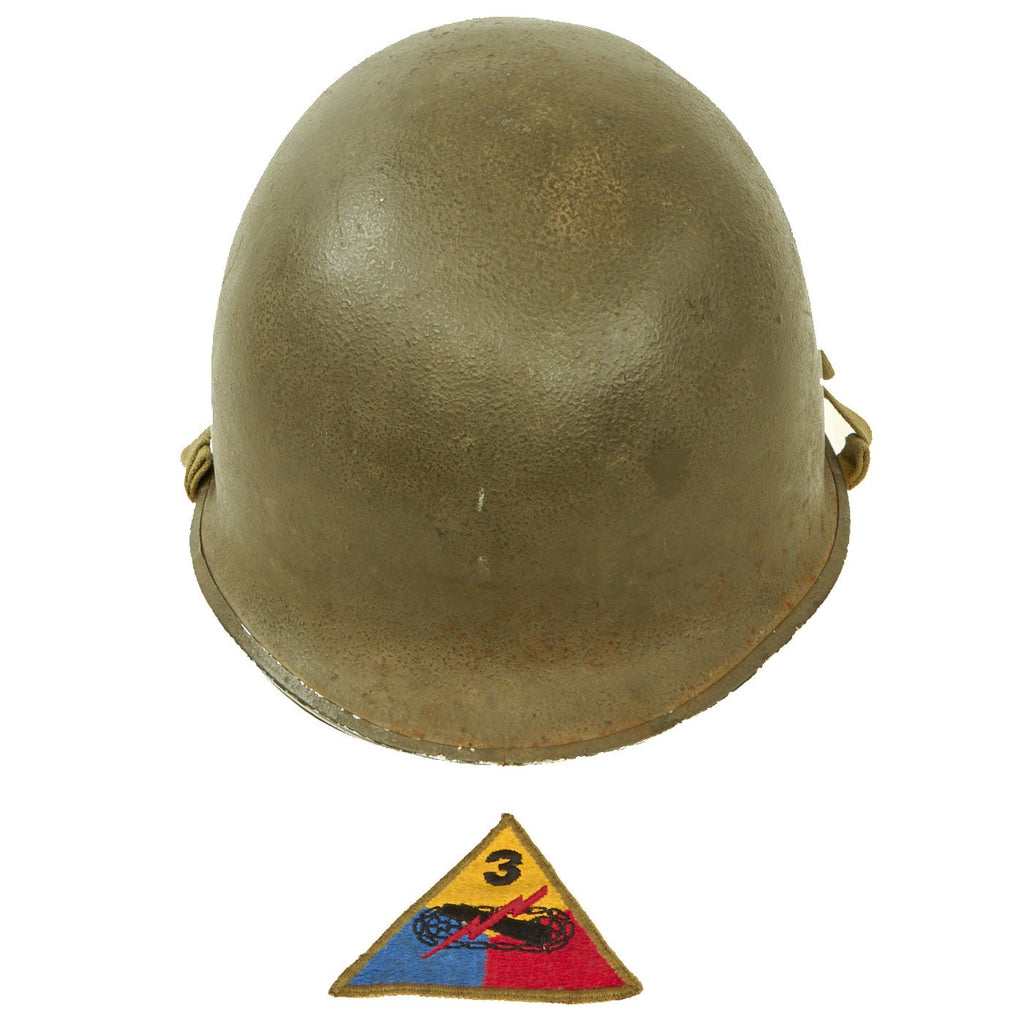 Original U.S. WWII Named 3rd Armored Division 1943 McCord Fixed Bale M1 Helmet with Westinghouse Liner Original Items