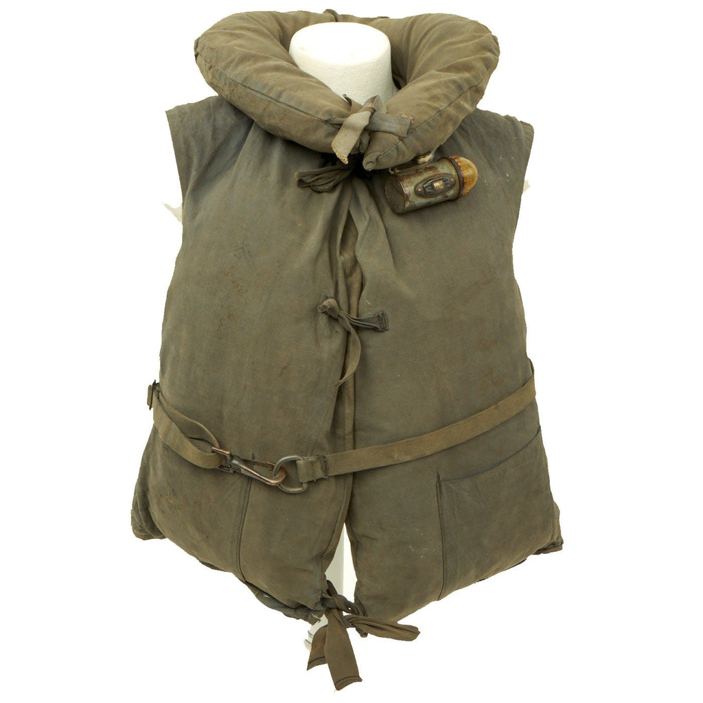 Original Rare WWII U.S. Navy Kapok-Style Landing Craft Driver Life Preserver Vest with Light as used during D-Day Original Items