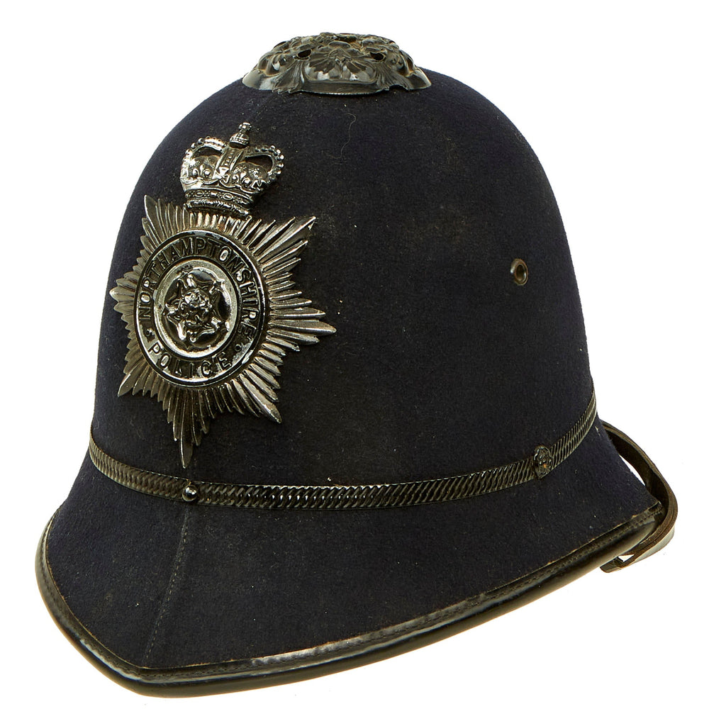 Original British Queen's Crown Rose Top Northampton Police “Blackout” Police Bobby Helmet - size 6 ½ Original Items