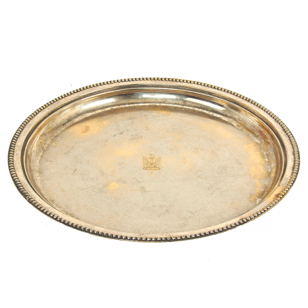 Original Iraq War Saddam Hussein Silver Plated Large Serving Platter With Iraq Coat of Arms - Christofle Silver Original Items