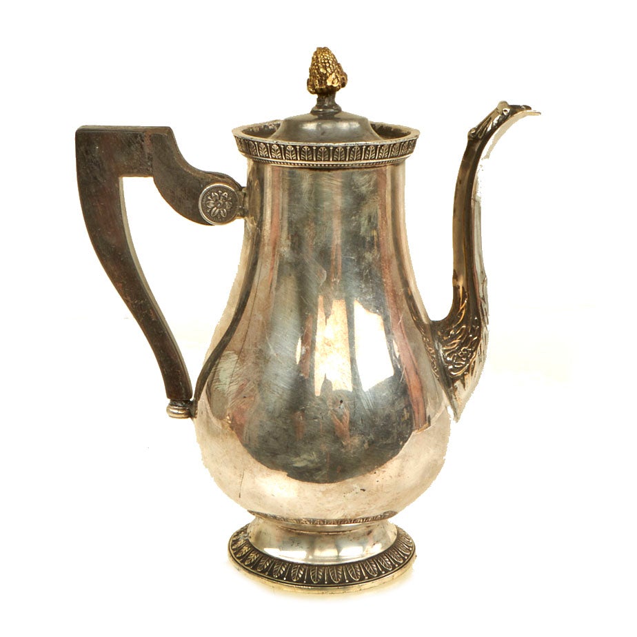 Original Iraq War Saddam Hussein Silver Plated Tea Kettle With Iraq Coat of Arms - Christofle, France Silver Original Items