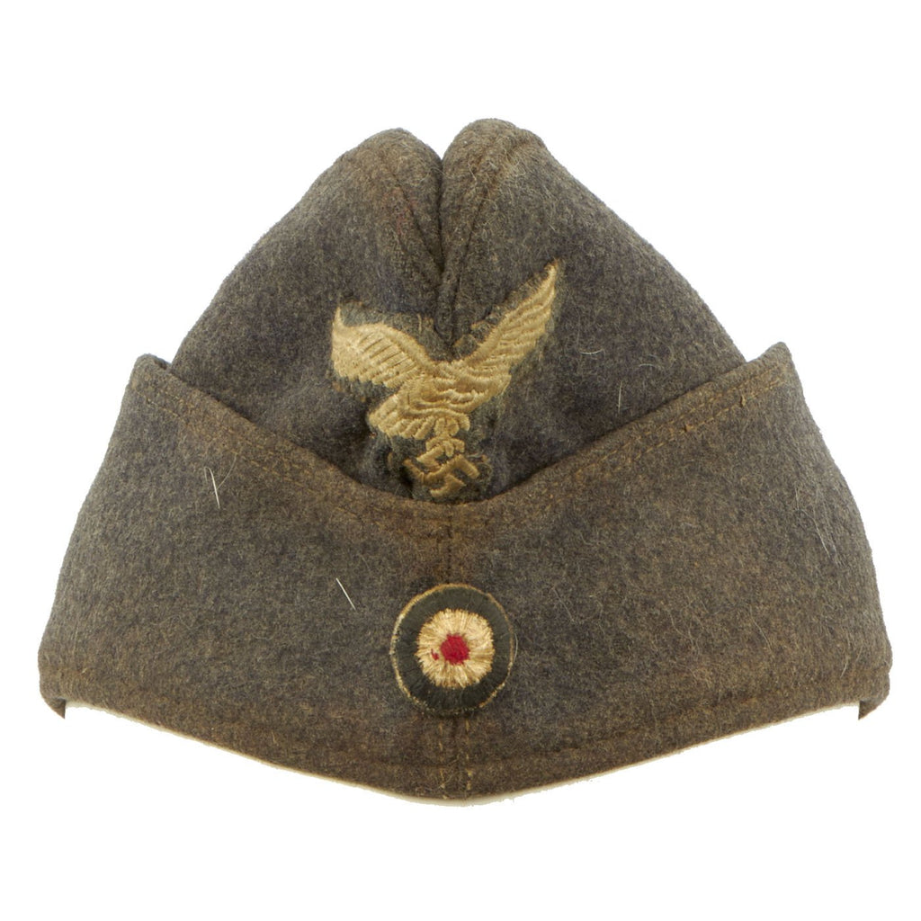 Original German WWII Luftwaffe EM-NCO M38 Overseas Wool Cap - Schiffchen Original Items