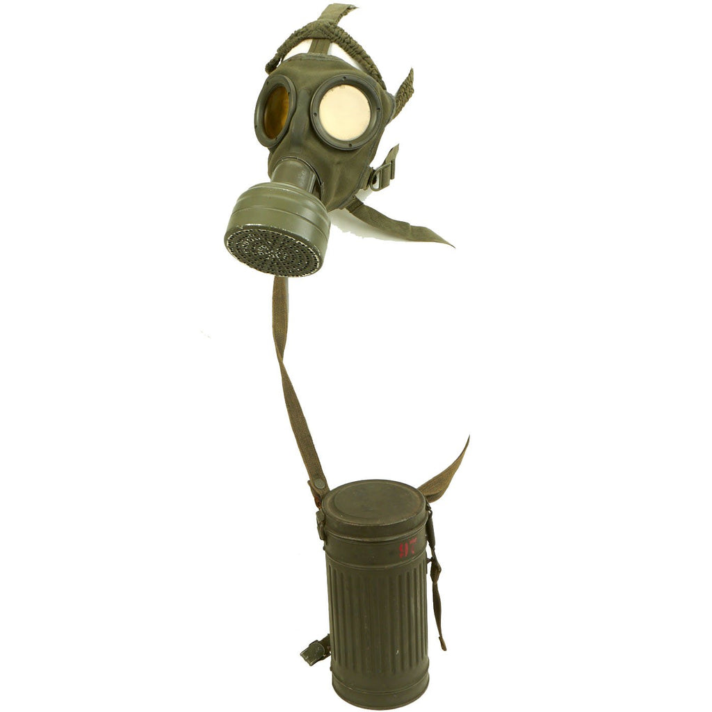 Original German Pre-WWII M30 2nd Model Gas Mask with Filter, Canister, & Accessories - dated 1936 & 1937 Original Items