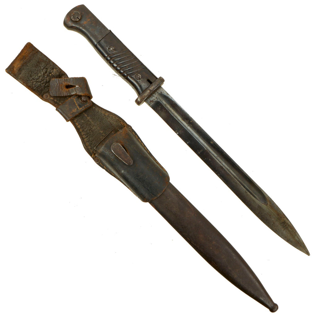 Original German WWII 1943 dated 98k Bayonet by Clemen & Jung with Scabbard & Frog Original Items