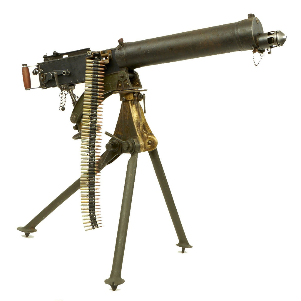 Original British WWII Vickers Display Medium Machine Gun with Tripod and Display Ammo Belt Original Items