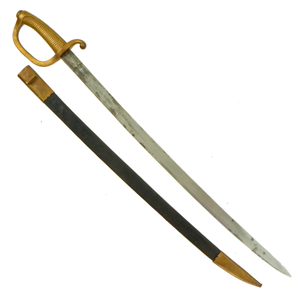 Original Spanish Model 1840 Infantry Briquet Sword made in Toledo with Brass Fit Leather Scabbard - dated 1872 Original Items