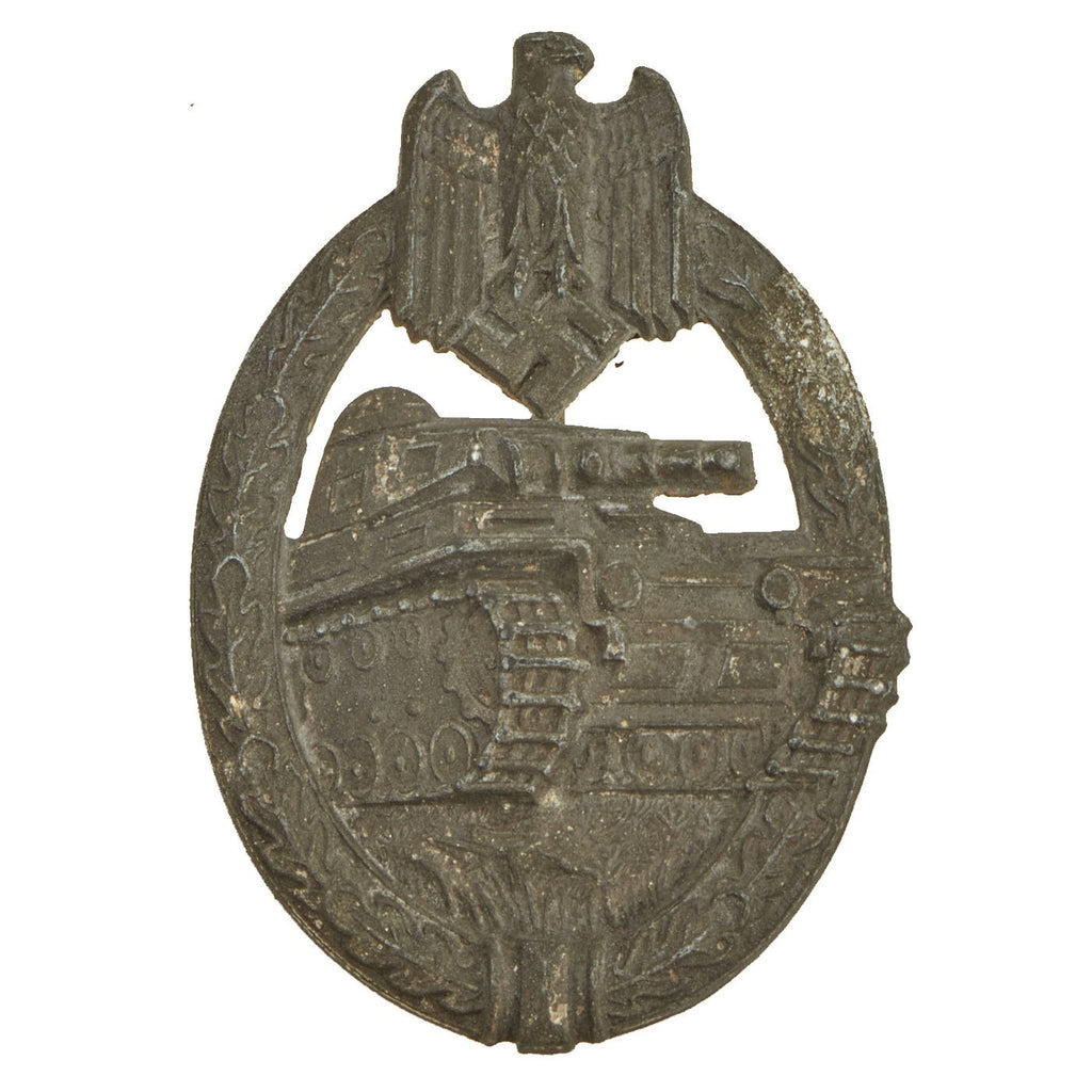 Original German WWII Silver Grade Panzer Assault Tank Badge by Hermann Aurich - Solid Version Original Items