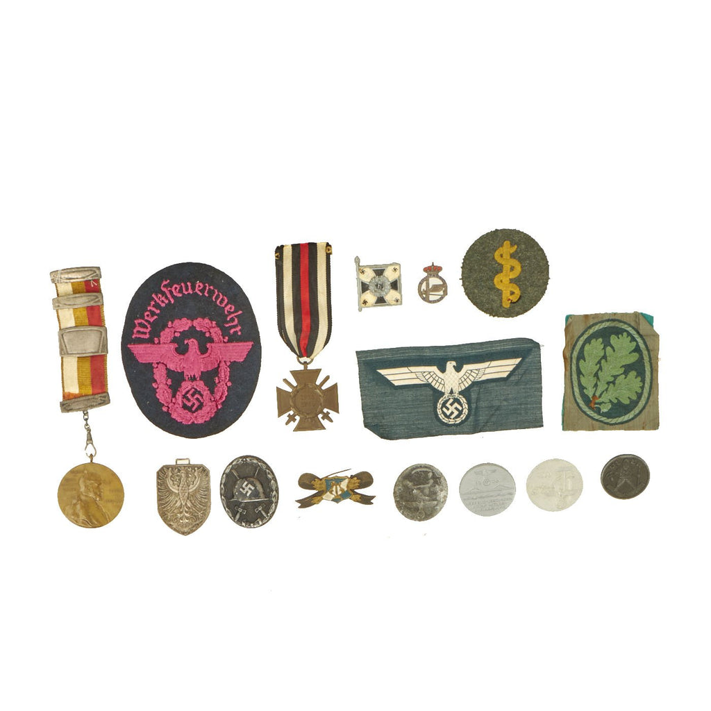 Original German WWI & WWII Medal and Insignia Grouping with Hindenberg Cross & Wound Badge - 15 Items Original Items