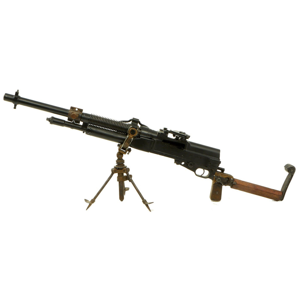 Original British WWI Hotchkiss .303 Portative Display Light Machine Gun with Tripod & Shoulder Stock Original Items