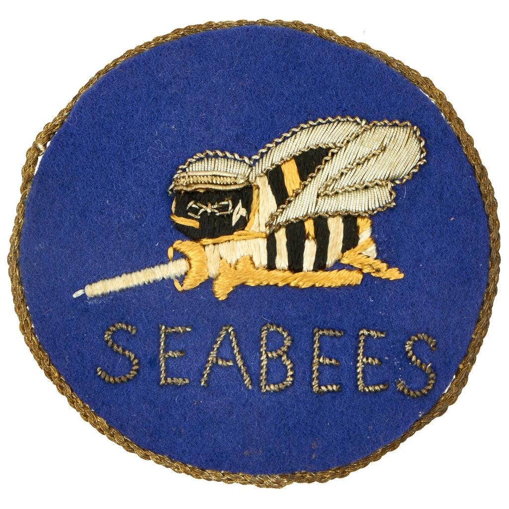 Original U.S. 1946 Navy Construction Battalion German Made Occupation Bullion Embroidered Seabees Uniform Patch Original Items