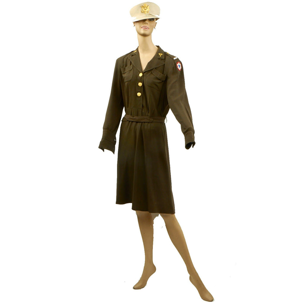 Original U.S. WWII Women Army Corps (WAC) Nurse Uniform Grouping with Mannequin Original Items