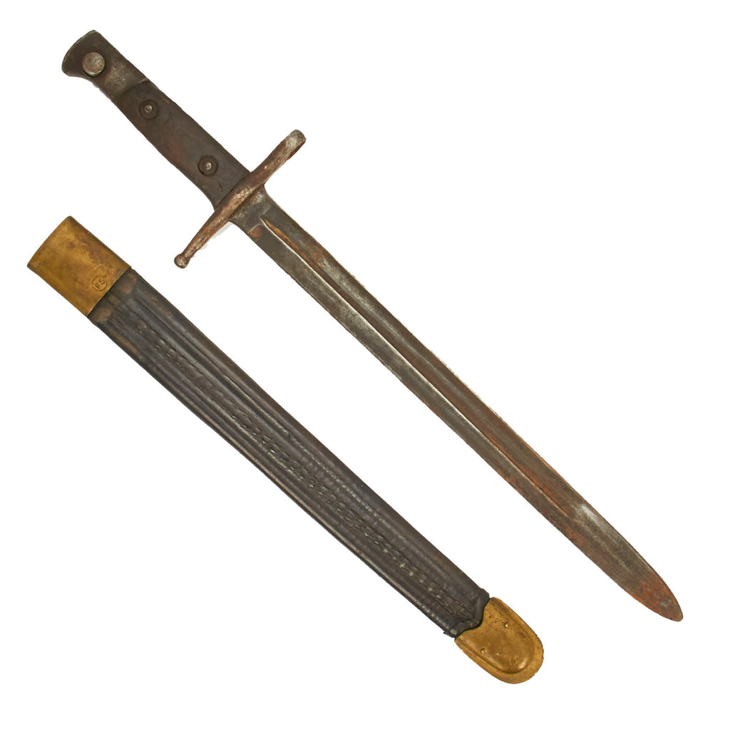 Original Italian WWII M1891 Carcano - Mannlicher Rifle Bayonet with Leather Scabbard Original Items