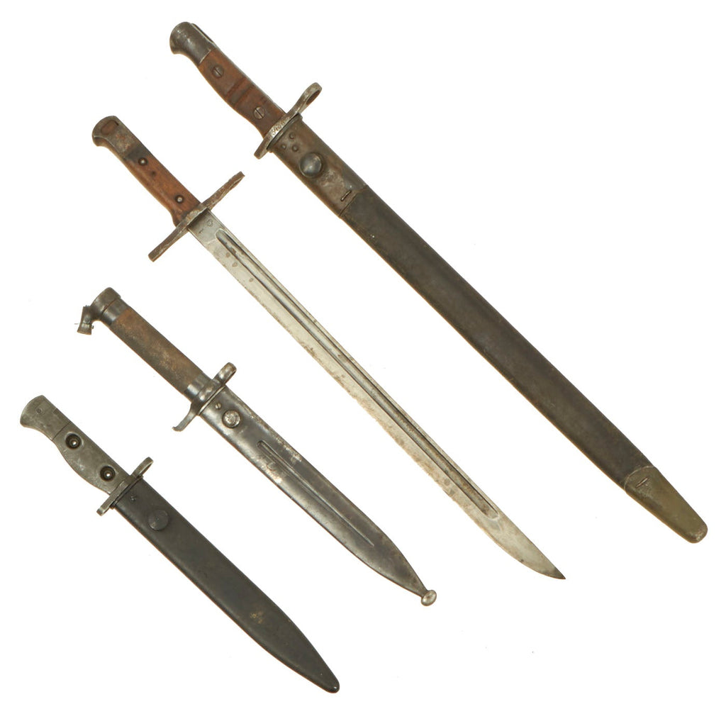 Original Lot of Bayonets with Scabbards - Various Countries - Set of 4 Original Items