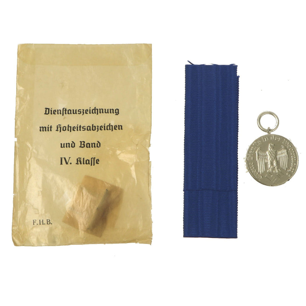 Original Unissued German WWII Wehrmacht Heer 4 Year Service Award with Ribbon & Pin in Packet Original Items