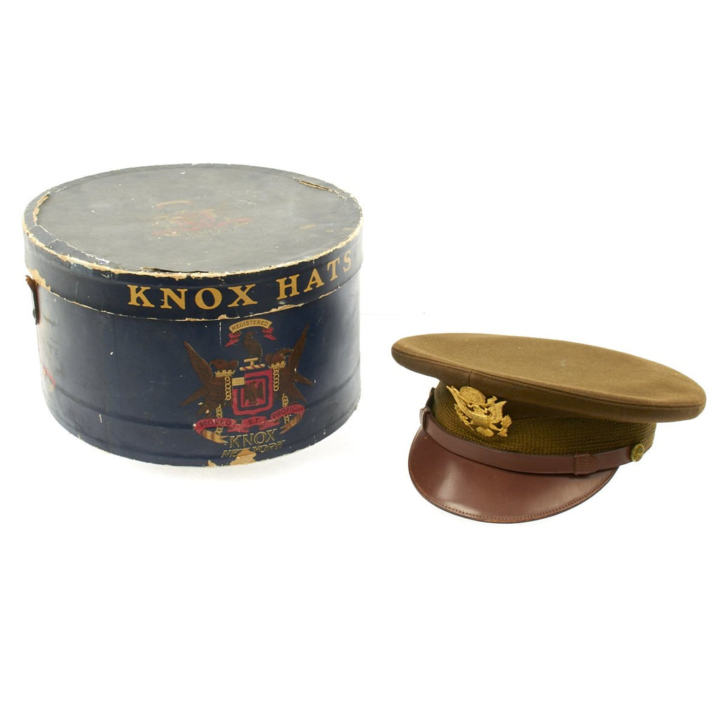 Original U.S. WWII Army Officer Knox Superfine Visor Cap with Box Original Items