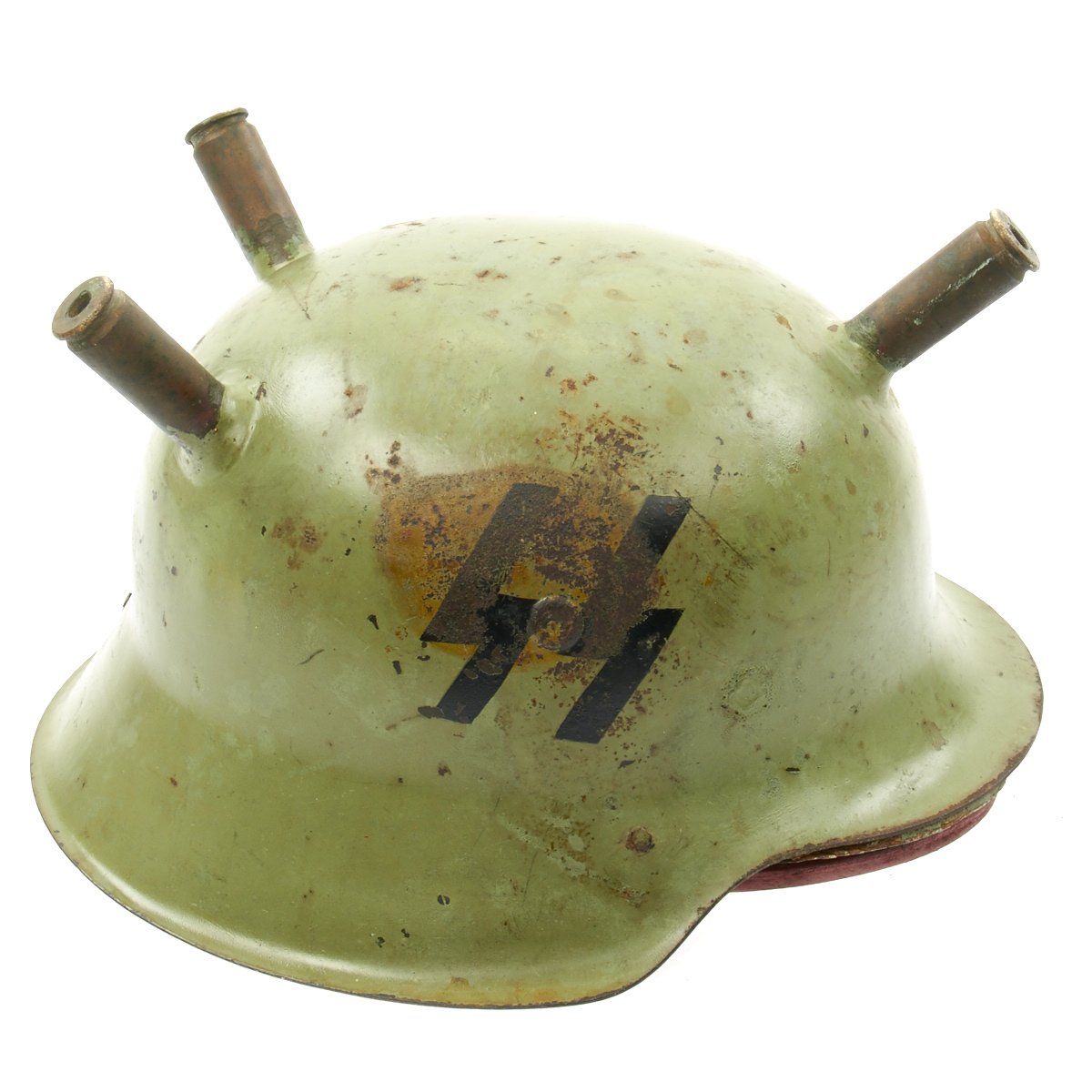 Original German WWII M42 Helmet U.S. Trench Art Toilet - 324th