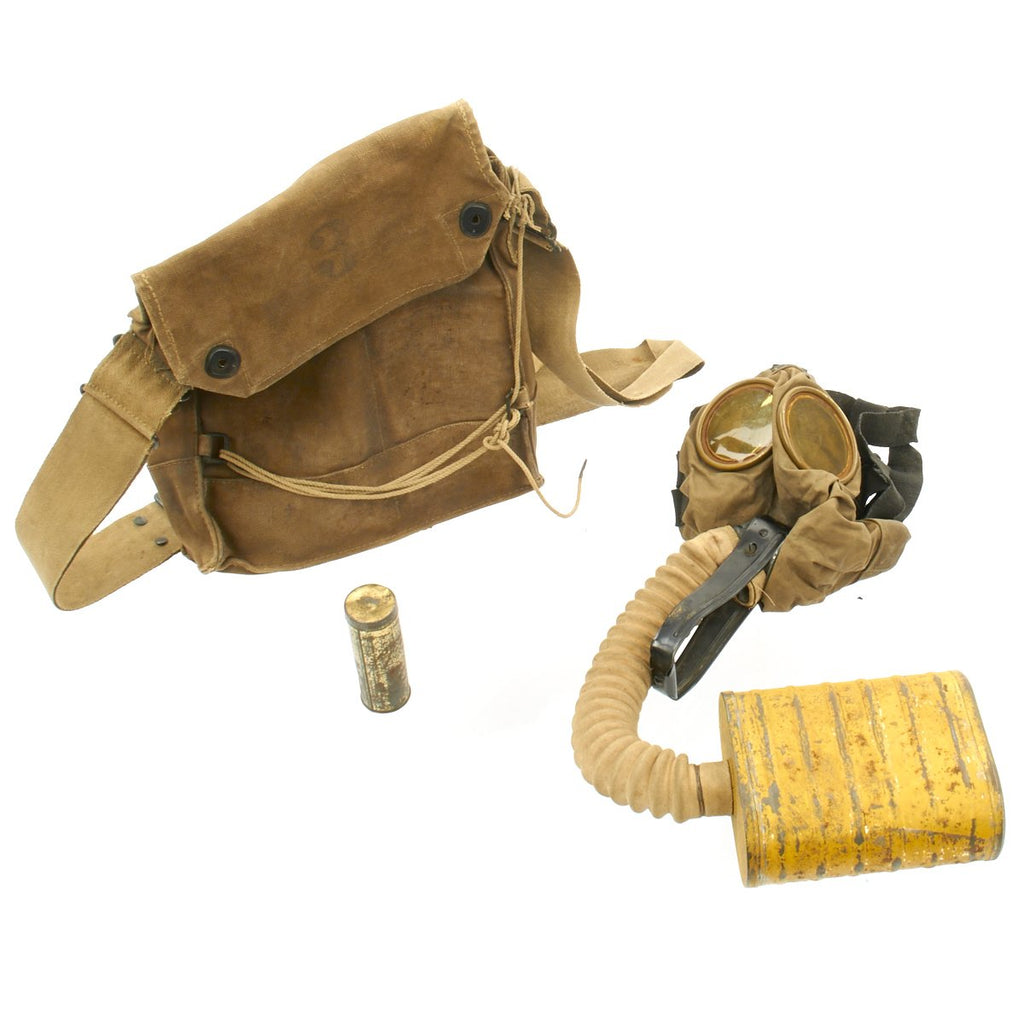 Original U.S. WWI Named M1917 SBR Gas Mask with Carry Bag Set Original Items