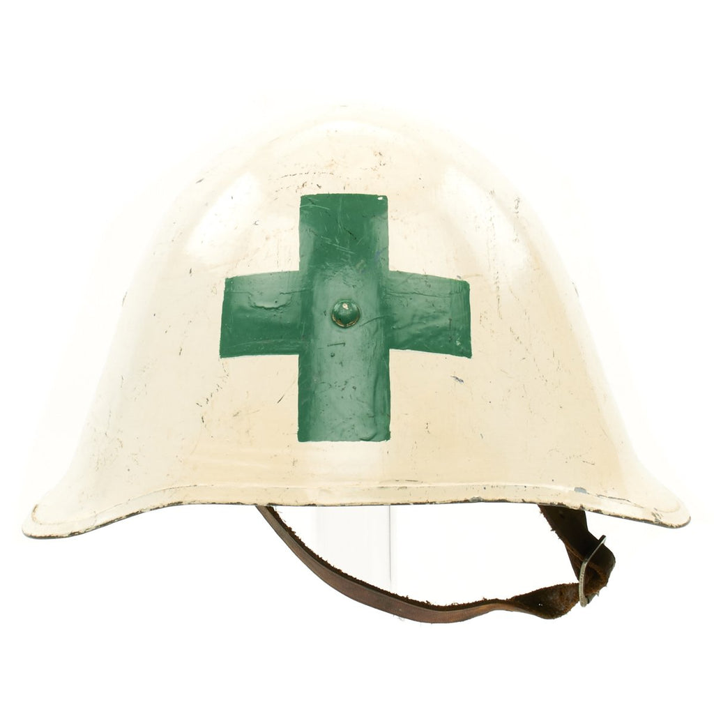 Original WWII Danish Model 1923 Medic Helmet - Green Cross