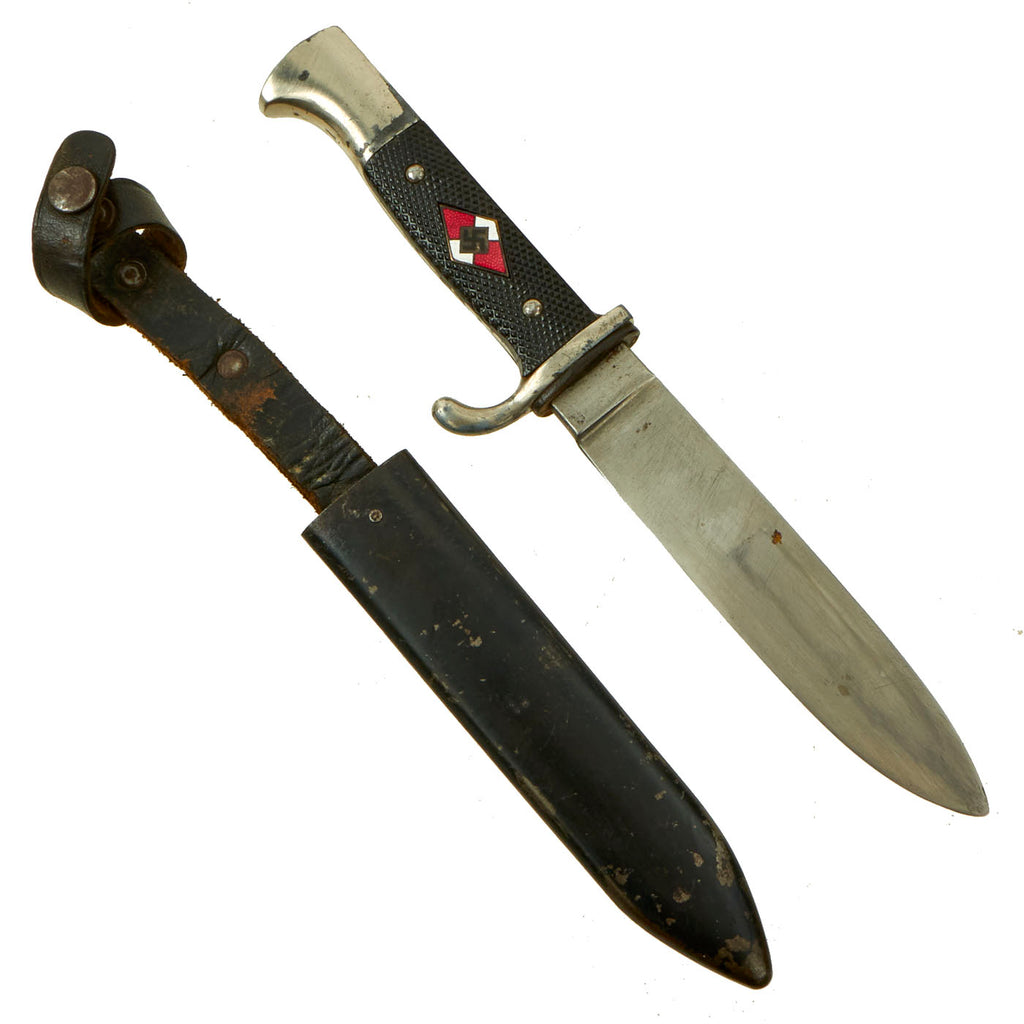 Original German WWII Transitional HJ Knife by C. Lutters & Co of Solingen with Scabbard - RZM M7/59 Original Items