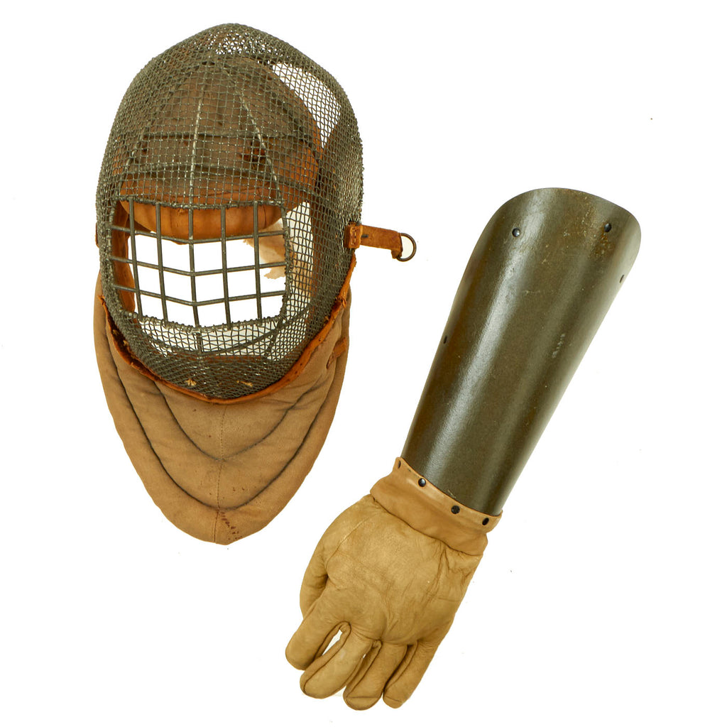 Original U.S. WWI Army Model 1916 Infantry Saber Fencing Mask and Gauntlet Original Items