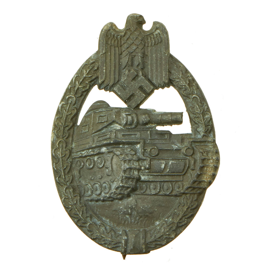 Original German WWII Silver Grade Panzer Assault Tank Badge by Rudolf Souval - Solid Back Version Original Items