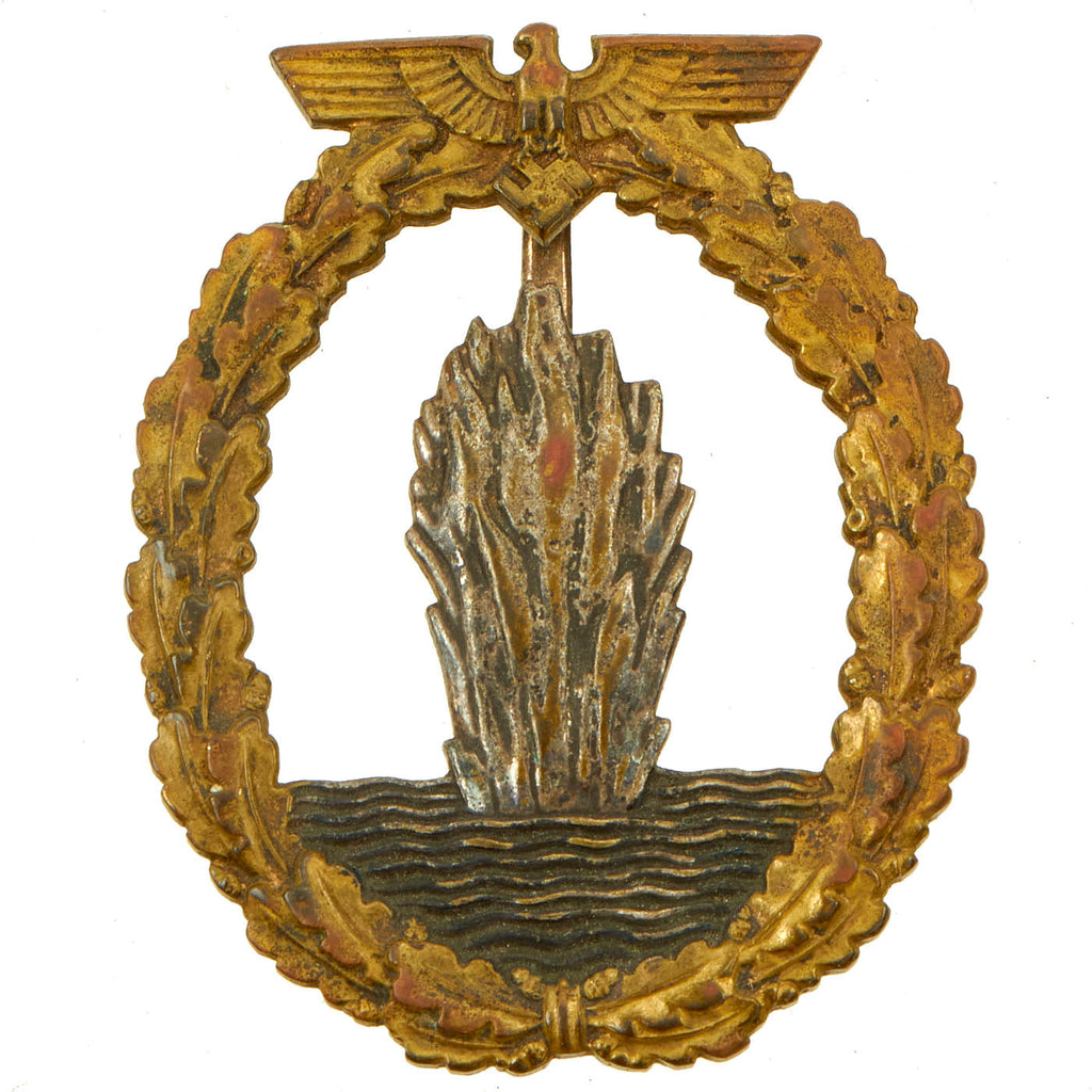 Original German WWII Kriegsmarine Minesweeper War Badge - Early Bronze Construction Original Items