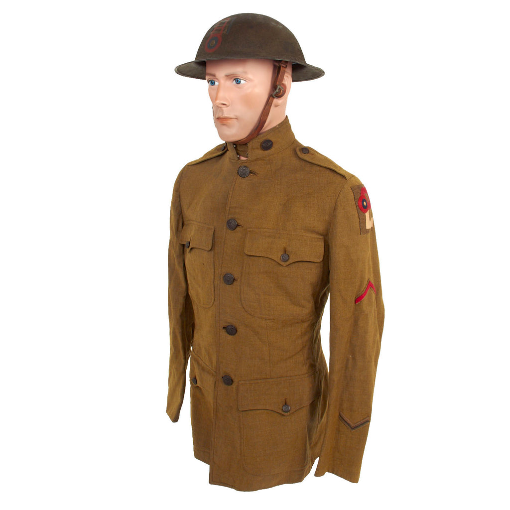 Original U.S. WWI 2nd Army Air Service Mechanic’s Painted Helmet and Uniform Coat Original Items
