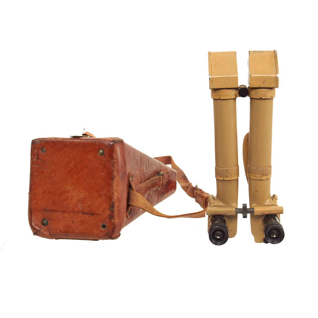 Original French WWII "Rabbit Ears" 8 X 24 Trench Periscope Binoculars by Huet Paris with Leather Case - Possible German Capture Original Items