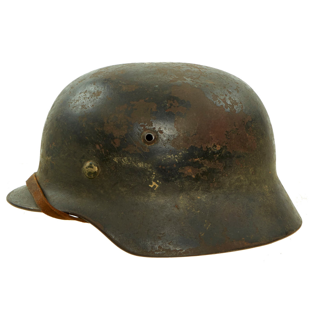 Original German WWII USGI Decorated Named Luftwaffe M35 Single Steel Helmet - Covered 2nd Decal - 64cm Shell Original Items