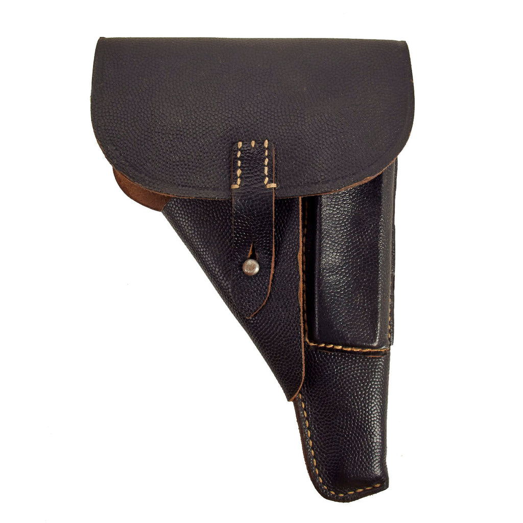Original German WWII Walther P38 Black Pebble Grain Softshell Holster by Hans Römer - dated 1944 Original Items