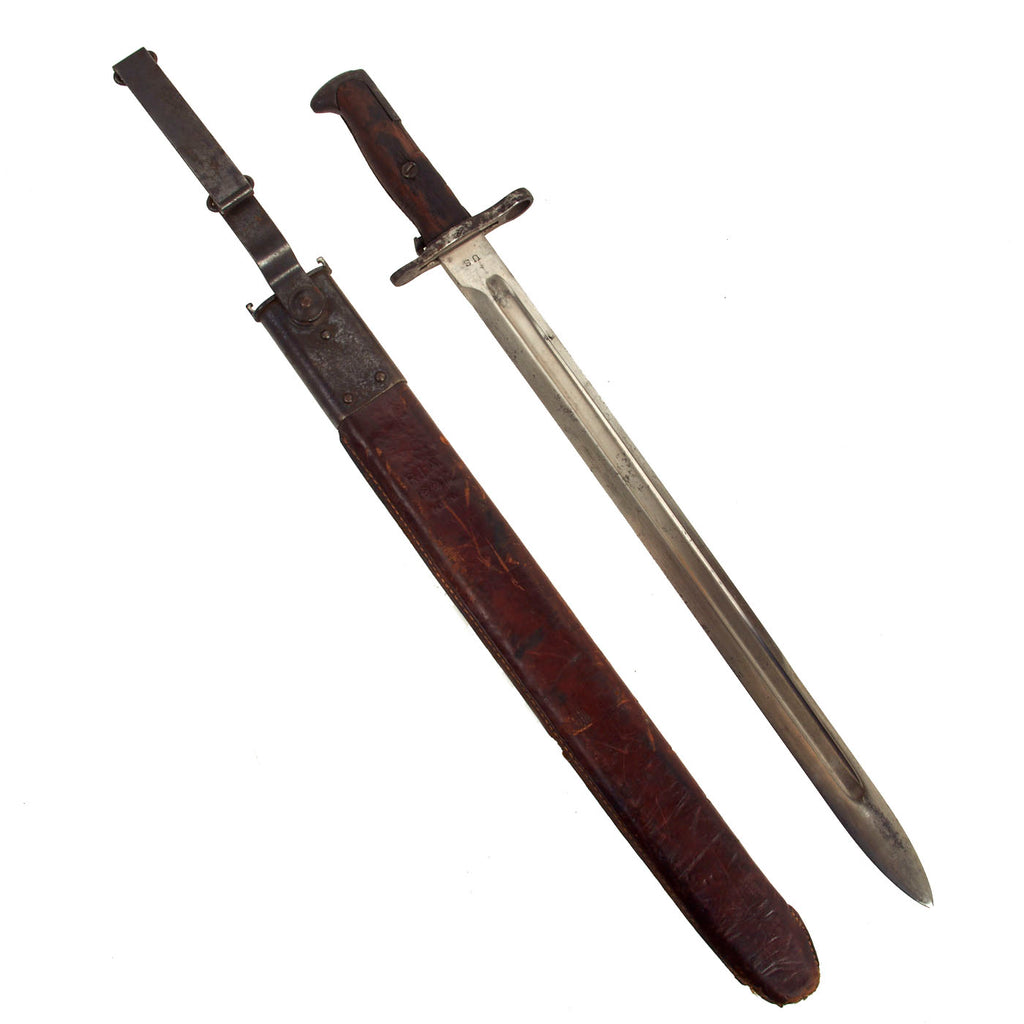 Original U.S. WWI M1905 Springfield 16 inch Rifle Bayonet by R.I.A. with Rare M1906 Scabbard by R.I.A. - dated 1906 Original Items