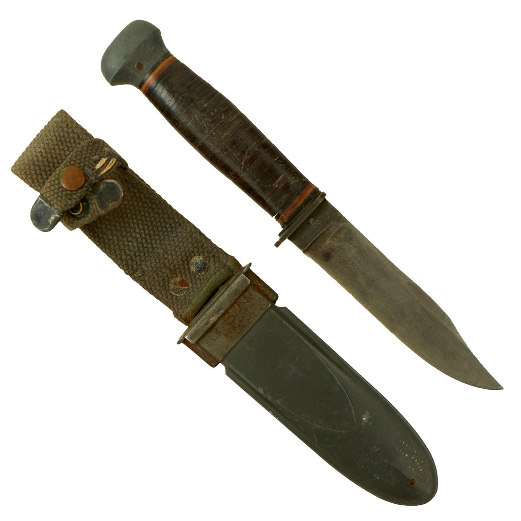 Original U.S. WWII USN Mark 1 RH Pal-35 Fighting Knife with USN MK1 Scabbard Original Items