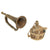 Original Japanese WWII Bring Back Set: 1942 dated Canteen in Canvas Carrier & Military Brass Bugle Original Items