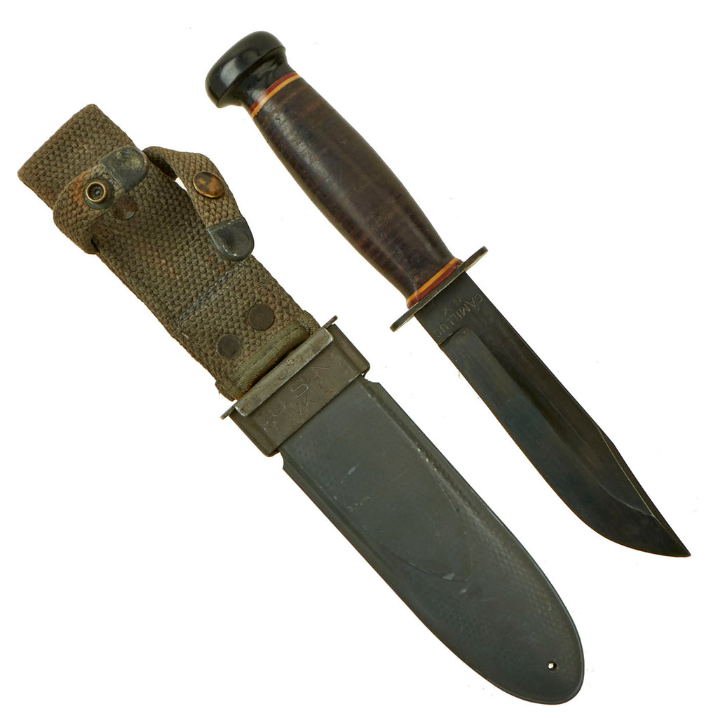 Original U.S. WWII Unissued Navy USN Mark 1 Fighting Knife by CAMILLUS with Mk1 Scabbard Original Items