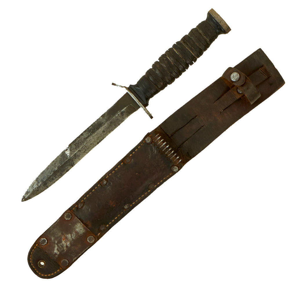 Original U.S. WWII Blade Marked 1943 Dated M3 Fighting Knife by Imperial with 1943 Dated M6 Scabbard by Moose Co. Original Items