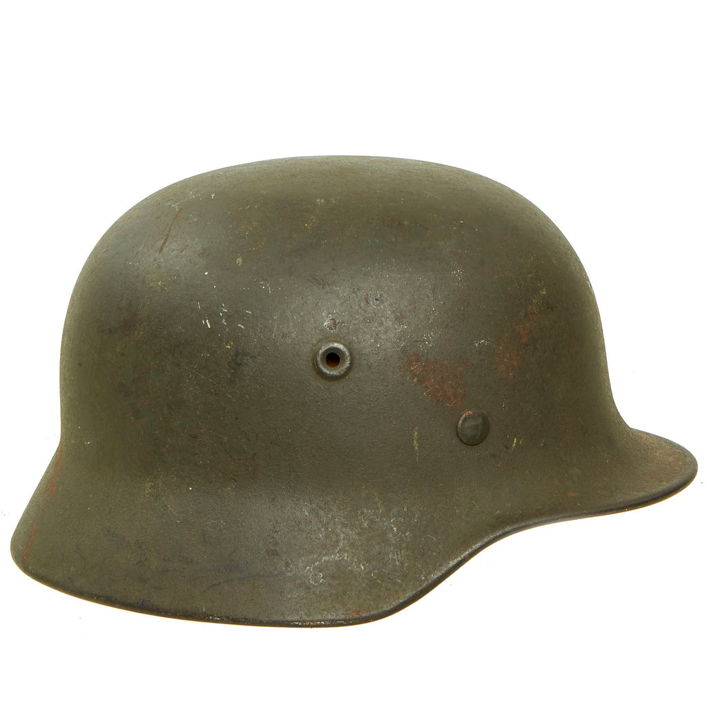 Original German WWII M40 Army Heer No Decal Helmet with 57cm Liner - Stamped Q64 Original Items