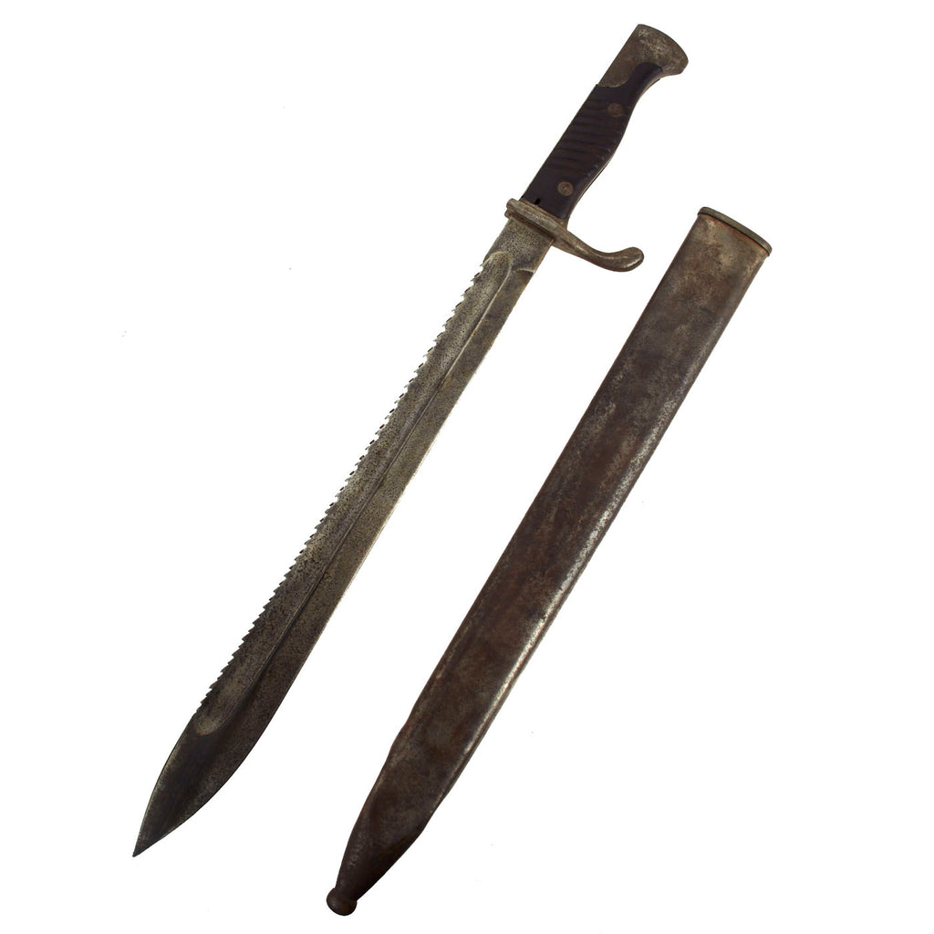 Original Imperial German M-1898/05 n/A Butcher Sawback Bayonet and Scabbard by F. W. Holler of Solingen - Dated 1916 Original Items