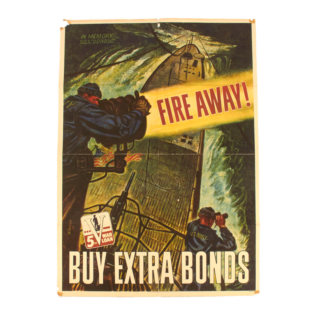 Original U.S. WWII War Bonds Propaganda Poster - In Memory USS Dorado Submarine - 27 ½” x 20” Original Items