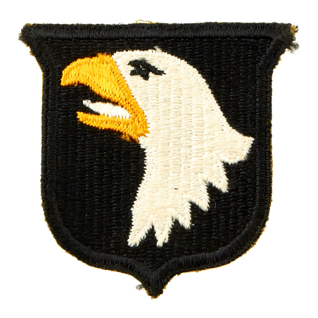 Original U.S. WWII Rare 101st Airborne Division White Tongue Patch with Green Back - Type 6 Original Items