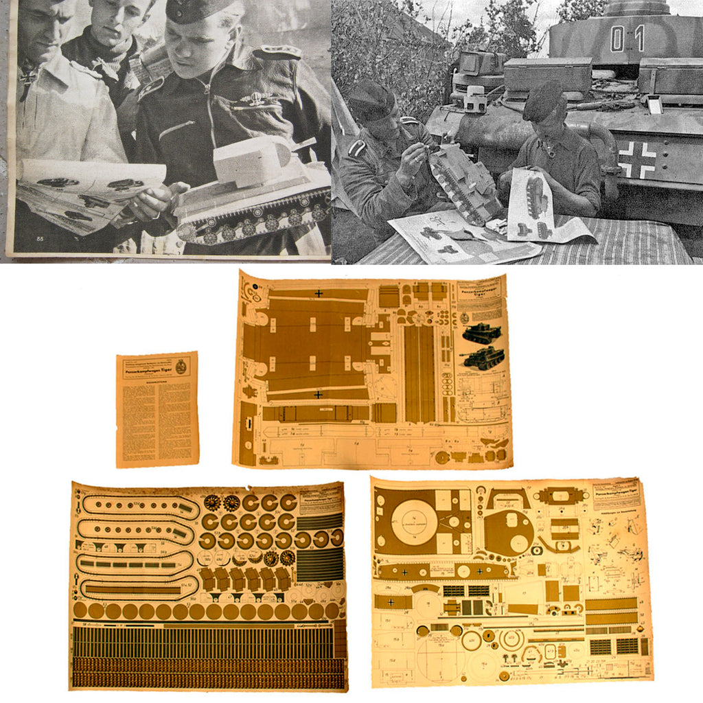 Original German WWII Unused Panzerkampfwagen Tiger Complete 1:20 Scale Paper Model Training Set by Dr. M. Matthiesen & Co. With Building Instructions, dated 1944 - 3 Build Sheets Original Items