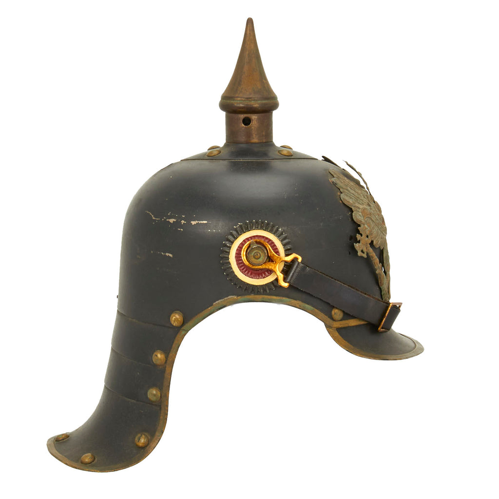 Original Imperial German WWI Prussian M1915 Line Kürassier Lobster Tail Pickelhaube Helmet by Lachmann of Berlin - Dated 1916 Original Items
