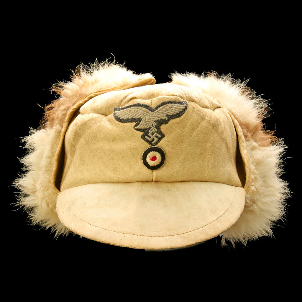Original German WWII Eastern Front Luftwaffe M43 Winter Field Cap - Pelzmütze Original Items