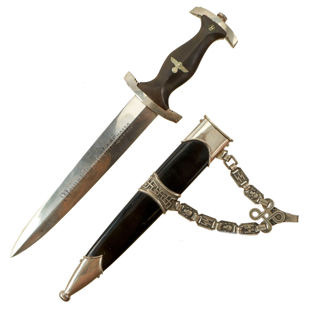 Original Rare German WWII Model 1936 Officer's Chained SS Dagger with Scabbard Original Items