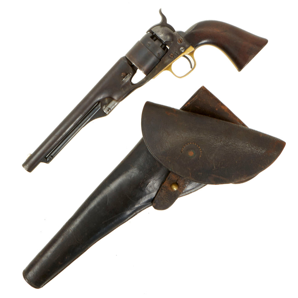 Original U.S. Civil War Colt M1860 Army 4 Screw Revolver made in 1861 with Modified Holster - Matching Serial 12949 Original Items