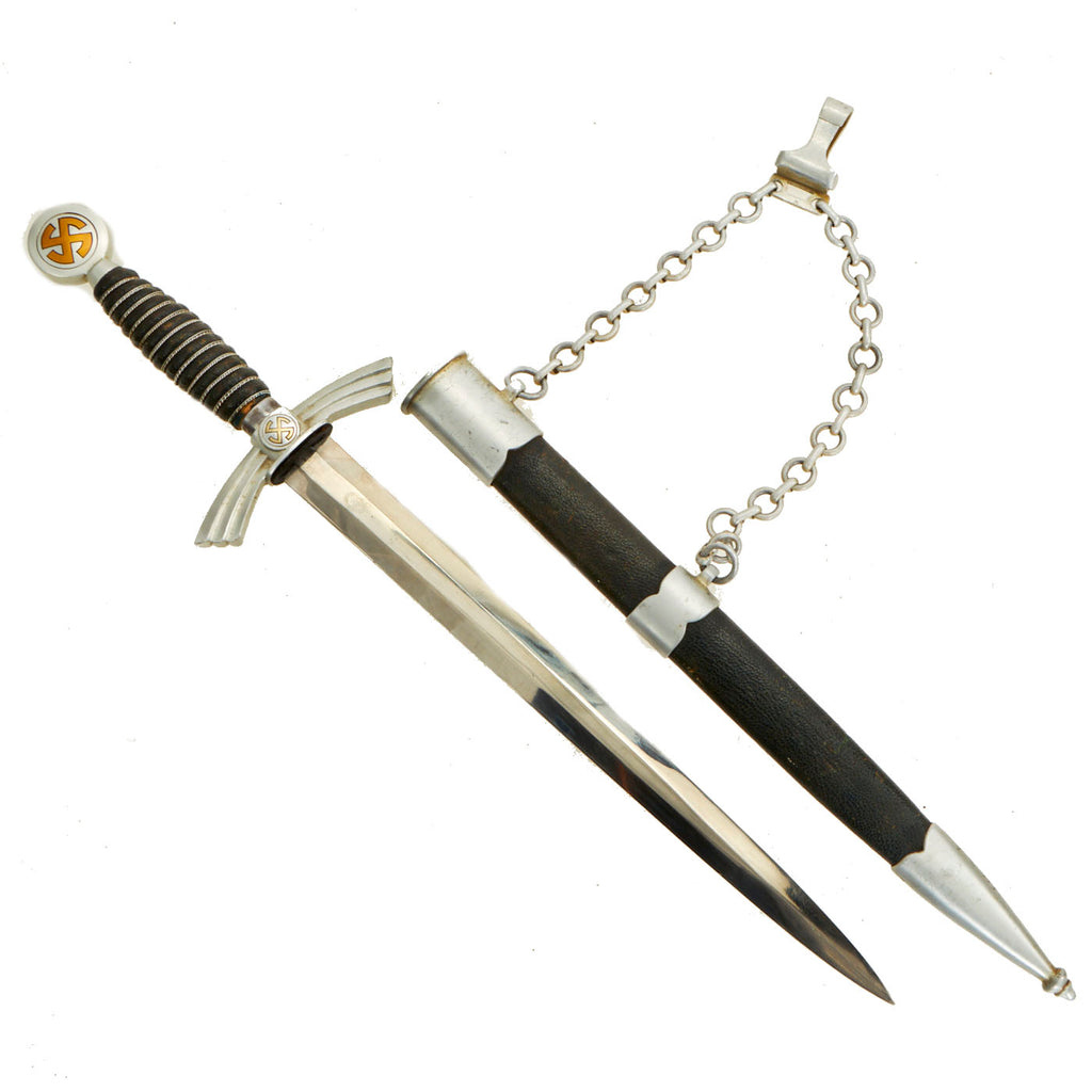 Original German WWII 1st Model Aluminum Fitted Luftwaffe Dagger by Carl Julius Krebs with Belt Hanger Original Items