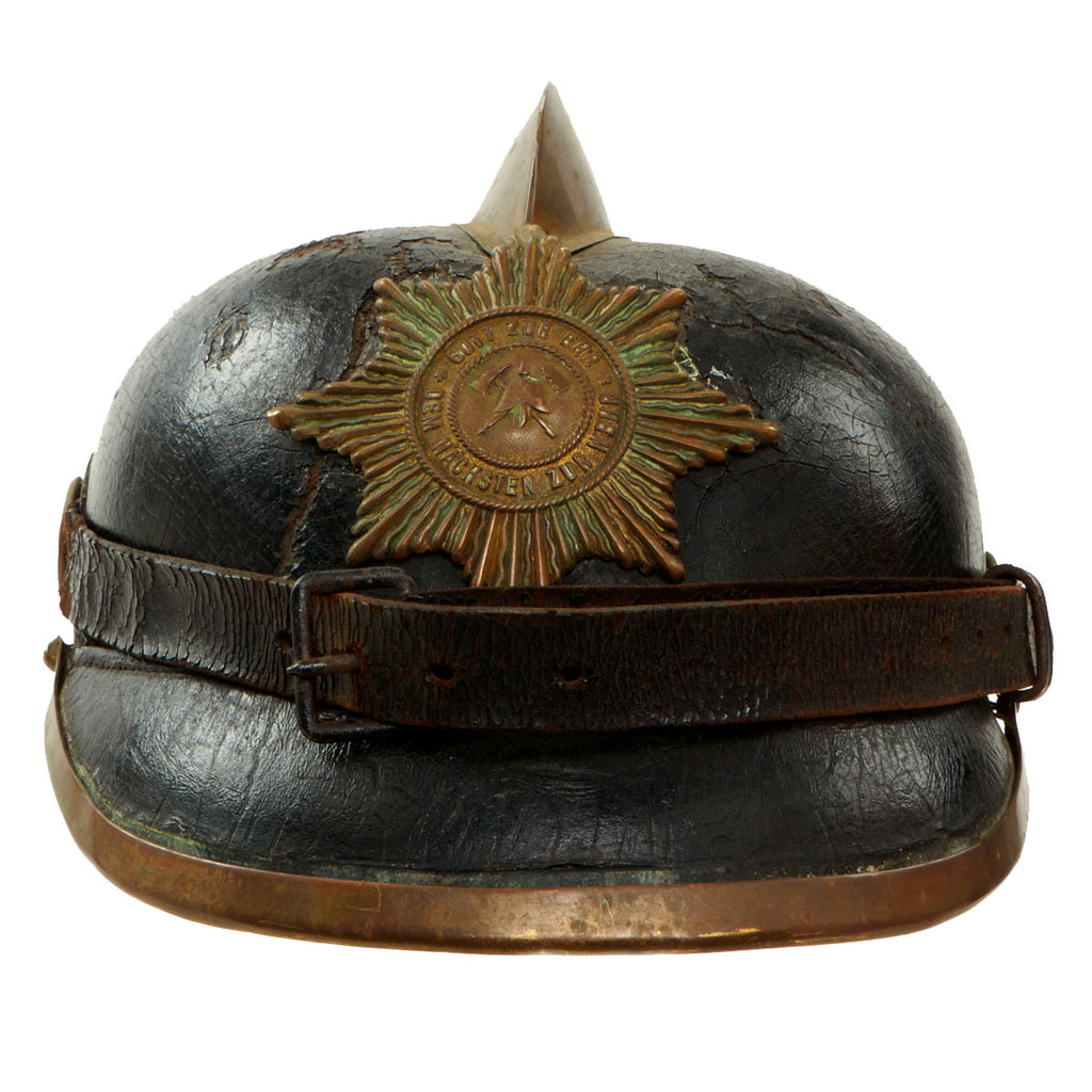 Original German WWI Leather Fire Brigade Helmet Original Items