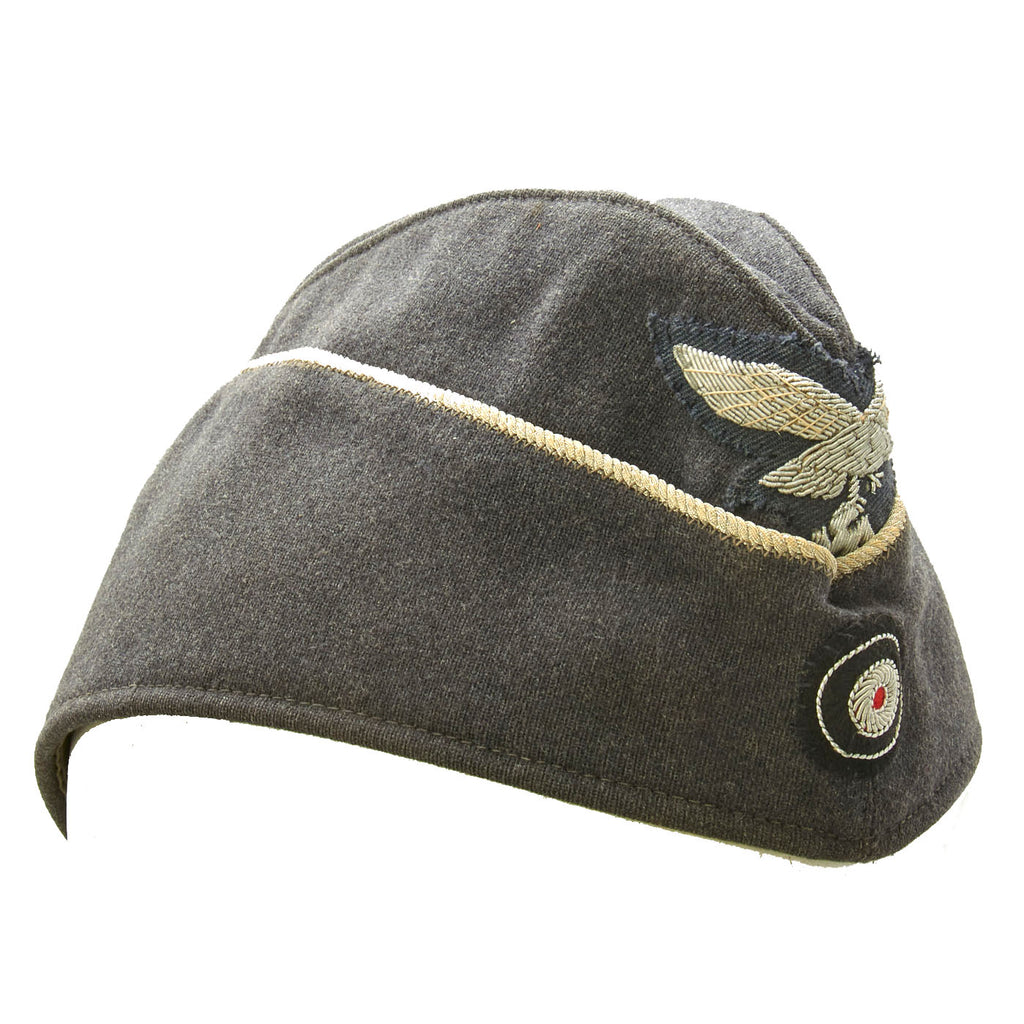Original German WWII Luftwaffe Officer M38 Overseas Wool Cap - Schiffchen Original Items