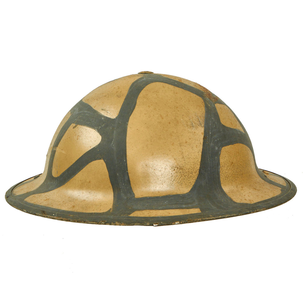 Original Canadian WWII Brodie MkII Steel Helmet with Original Desert Camouflage Paint - Dated 1941 Original Items