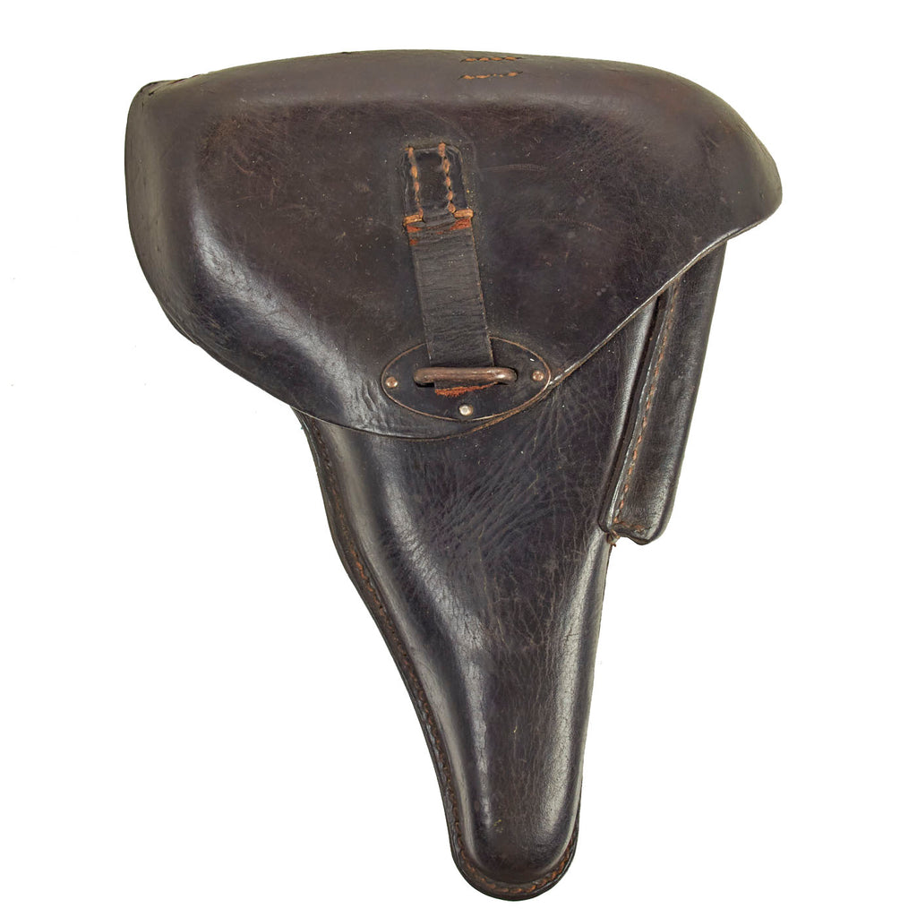 Original German WWII Walther P.38 Black Hardshell Holster by Moritz Stecher of Freiberg - dated 1942 Original Items