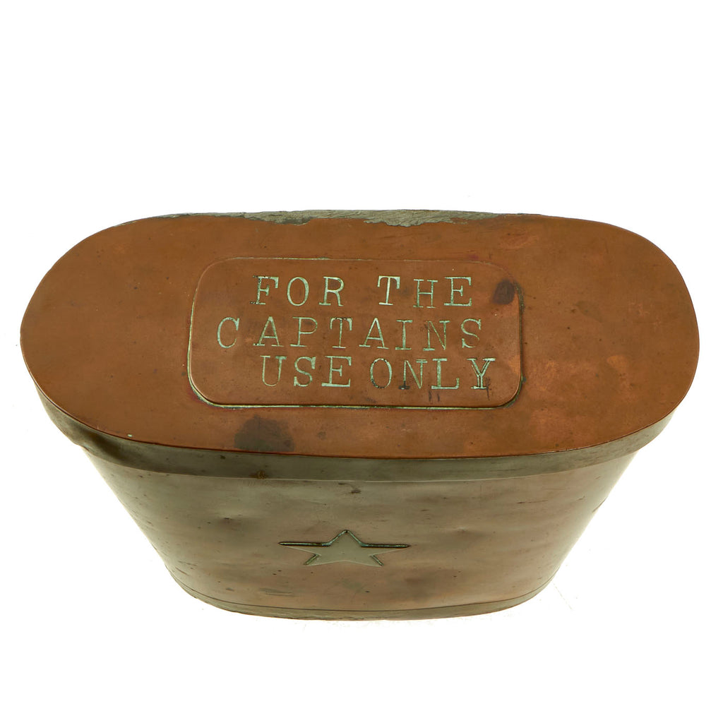 Original U.S. WWII Era Ship’s Crew Made Brass Rail Mounted Binoculars Case “For The Captain’s Use Only” Original Items